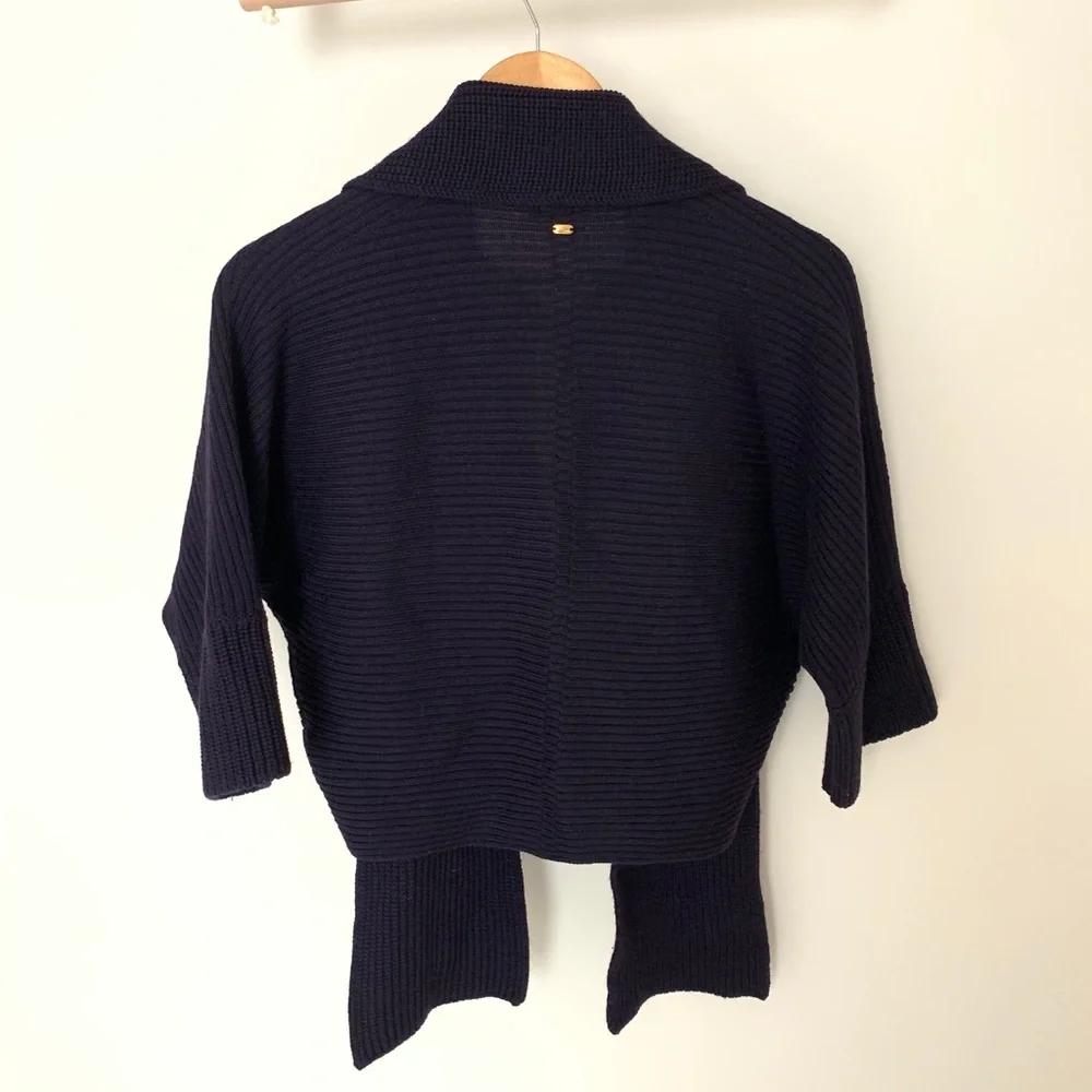 Escada Virgin Wool Navy Knit Cardigan